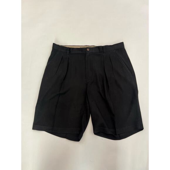 TOMMY BAHAMAS MENS 100% SILK TOROLA PLEATED SHORTS BLACK SIZE 36 - Picture 2 of 13
